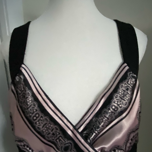 Le Chateau Vintage Black Pink Babydoll Satin Feminine Party Top- Sz-L - Picture 2 of 16